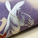 「和漢朗詠集」より張良馬で馳すの文様の名古屋帯　質感・風合