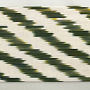 ウズベキスタン アドラスグリーン斜線文の名古屋帯 前柄