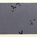 グレー地群雀の織り名古屋帯 前柄