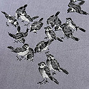 グレー地群雀の織り名古屋帯 質感・風合