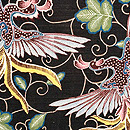 縮緬地鳳凰に唐草文の開き名古屋帯 前柄