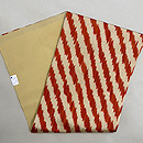 ウズベキスタン アドラス 朱赤斜線文の名古屋帯　帯裏