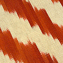 ウズベキスタン アドラス 朱赤斜線文の名古屋帯　質感・風合