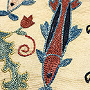 ウズベキスタン スザニ魚文の名古屋帯　質感・風合