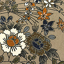 扇面に四季花文様縮緬の名古屋帯 質感・風合