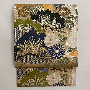 老松に菊桐文様の名古屋帯