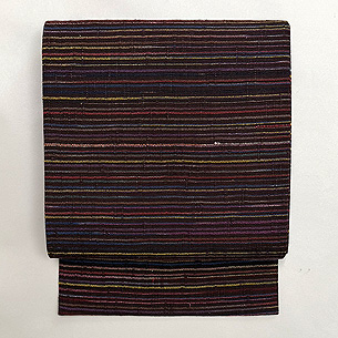 浦野理一 焦茶横棒縞の名古屋帯