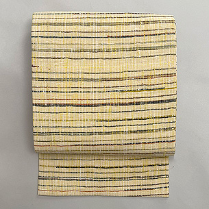 浦野理一 卵色横棒縞の名古屋帯