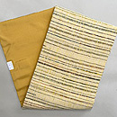 浦野理一 卵色横棒縞の名古屋帯 帯裏