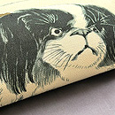 狆と桜の縮緬の帯 質感・風合