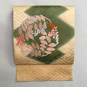 アンティーク　半幅帯　NO2 半幅帯 モダンオリエント ブラウン 半巾帯 細帯 リバーシブル 両面 長