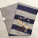 梅と楽器文様刺繍縮緬帯 帯裏