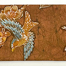 梅に雉子の刺繍染帯 前柄