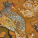 梅に雉子の刺繍染帯 質感・風合