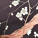 焦茶の繻子梅の花刺繍帯 質感・風合