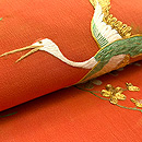 紅花染め江戸裂崩し刺繍帯 質感・風合