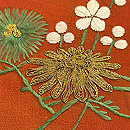 紅花染め江戸裂崩し刺繍帯 質感・風合