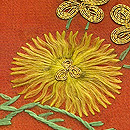 紅花染め江戸裂崩し刺繍帯 質感・風合