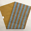 浅葱に金茶太縞の手紡ぎ木綿名古屋帯 帯裏