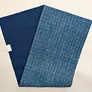 浅葱色小格子丹波木綿の名古屋帯　帯裏