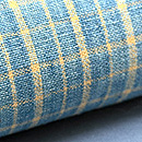 浅葱色小格子丹波木綿の名古屋帯　質感・風合