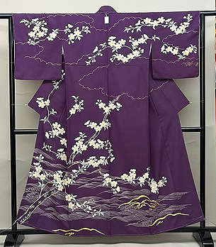 滅紫に桜文様の訪問着