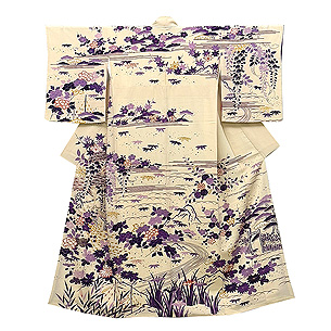 白地御所解き文様の訪問着