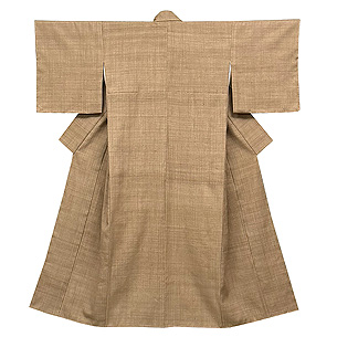 縦節紬 白茶色の袷 浦野理一作