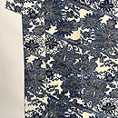 波に菊唐草文様鬼絞縮緬の小紋 浦野理一作