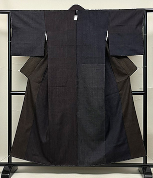 藍と茶片身代りの結城紬