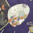 紫地貝桶に松桐の付下