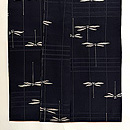 トンボ柄黒地お召し着物