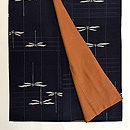 トンボ柄黒地お召し着物