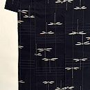 トンボ柄黒地お召し着物