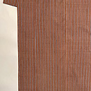 柿渋色と錆鼠色の縞本場結城紬