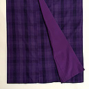 紫色グラデーションと黒の格子結城紬