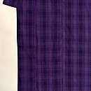 紫色グラデーションと黒の格子結城紬