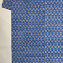 藍色に小花型染め小紋紬