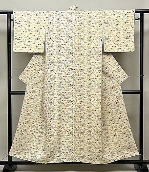 吹き寄せ文様京紅型小紋着物