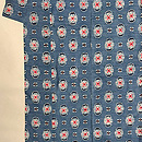 藍色に大きな花の型絵染着物