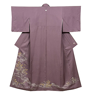 草花と波間に遊ぶ兎文様一つ紋色留