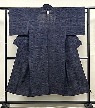 変わり幾何学模様本場結城単衣