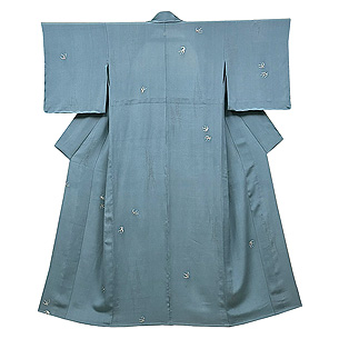 柳に燕文様の単衣小紋