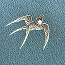 柳に燕文様の単衣小紋