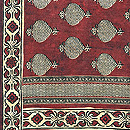 サリーから着物へ あずき色マンゴー柄のサリー