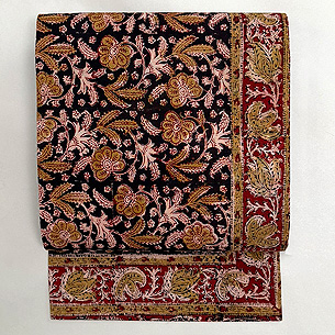 インド更紗 茶色唐草の名古屋帯