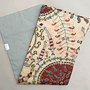 白地魚文のスザニ名古屋帯　帯裏