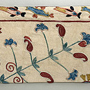 白地魚文のスザニ名古屋帯　前柄