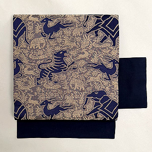 茜色花織の名古屋帯