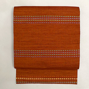 茜色花織の名古屋帯